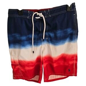 Polo by Ralph Lauren Mens L Red Swim Board Shorts Lined Pocket 4th Of July #141